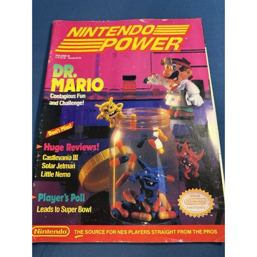 Nintendo Power Magazine Vol. 18 Dr Mario w/ MEGA MAN Poster & Inserts